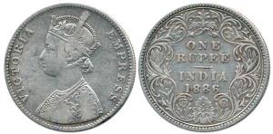 Victoria Empress, Silver Rupee, 1886, A3 / I / ’B’ incused. Fine, Scarce.