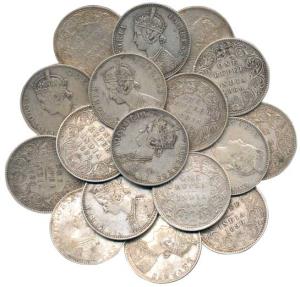 Victoria Empress, Silver Rupee (17), 1862 (2), 1878, 1884, 1886, 1888, 1890 (2), 1891, 189