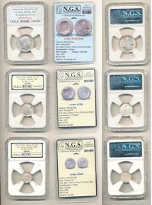 Edward VII, Silver ½ Rupee, Bombay Mint, 1907; ¼ Rupee, Calcutta Mint, 1905; 2 Annas, Calc