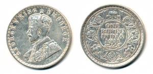 George V, Silver Rupee, 1911, Bombay Mint. Cleaned, Rare.