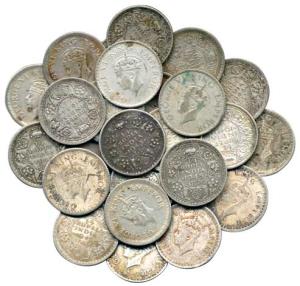 George VI, Half Silver ¼ Rupee, 1944, 1944 (6), 1945 (5), Bombay Mint, 1940 (4), 1942 (4),