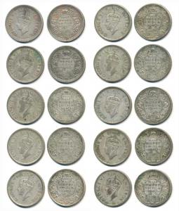 George VI, Half Silver ½ Rupee, 1940 (7), 1941 and 1942 (2), Bombay Mint. Good to Fine+. (