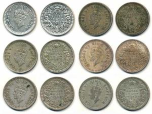 George VI, Half Silver ½ Rupee, 1943, Bombay Mint. Fine to Very Fine+. (6)