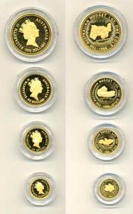 Australia, Elizabeth II, Gold Proof set of 4 pcs., $ 100, 50, 25 and 15, 1986, cameo finis