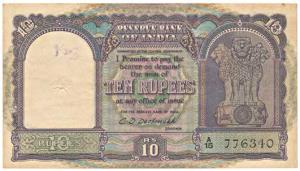 Rupees 10, 1949, signed C. D. Deshmukh, (J&R 4.1.1). Very Fine+, Very Rare.