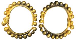 Gold Ear ornament, 0.81g, an ear ornament made into a circular ring with gold pellets atta