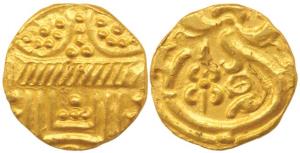 Chalukyas of Kalyana, Somesvara I (1043-1068 AD), Gold Pagoda, obv. temple entrance, ornam