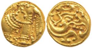 Western Gangas, Gold Gajapati Pagoda, 3.89g, an ornate elephant standing to right on obv.,