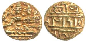 Vijayanagar, Devaraya I (1406-22 AD), Gold ½ Pagoda, Shiva-Parvati seated on obv., Nagari 