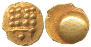 Kunigal Fanam, geometric symbol made of dots on obv., rev. globule. Extremely Fine, Rare.
