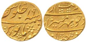 Aurangzeb, Gold Mohur, 11g, Surat Mint, RY 19 (KM 315.45). Nice lusture, Uncirculated,Rare