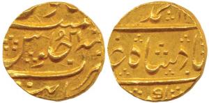 Muhammad Shah, Gold Mohur, Khambayat Mint, AH 11XX/21, (KM 438.28). Extremely Fine, Rare.