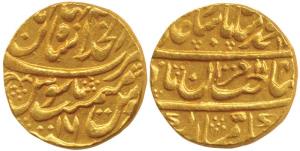Muhammad Shah, Gold Mohur, Shahjahanabad Dar-ul-Khilafat Mint, AH 114X/16, Sahib-i-qiran t