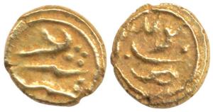 Alamgir II, Gold Fanam, Kolar Mint, with clear mint name. Very Fine.