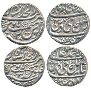 Najib ud- Daula, Silver Rupee (2), Shahjahanabad Mint, AH 1174/2 and AH 1175/3. Extremely 