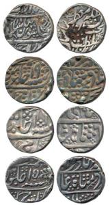 Silver Rupee (4), Rajgarh Mint, Bakhtawar Singh, in the name of Shah Alam II, RY 45; Bani 