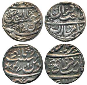 Balwant Singh (1826-1853 AD), Silver Rupee (2), Kumber Mint (Mahaindrapur) and Dig Mint, b