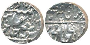 Daulat Rao, Silver Rupee, Sipri Mint, in the name of Shah Alam II, RY17, three petal flowe