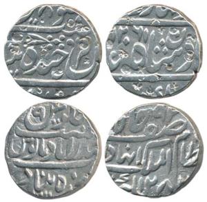 Nasir ud Daula (AH 1244-1273), Afzal ud daula (AH 1273-1285), Silver Rupee (2), Farkhanda 