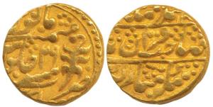 Ram Singh (1835-1880 AD), Gold Mohur, 10.9g, Sawai Jaipur Mint, with the name of Queen Vic