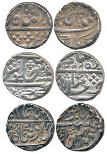 Manak Pal, Silver Rupee (3), Karauli Mint, RY 25, 28 and 30. Very Fine, Scarce. (3)