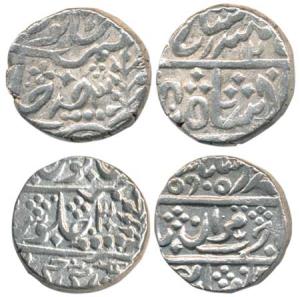 Manak Pal, Silver Rupee (2), Karauli Mint, RY Ahd and 3. Very Fine, Scarce. (2)
