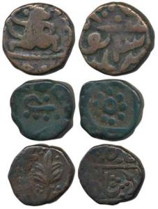 Assorted lot, Panna and Jhabua, Copper Paisa. Very Fine. (3)