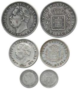 Luis I (Ludwig), Silver set of 3, Rupia, ½ and 1/8, 1881. Very Fine, Scarce.(3)