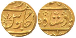 Gold Mohur, 11.54g, struck at the Bombay Mint, (circa 1803-1824), in the name of Shah Alam