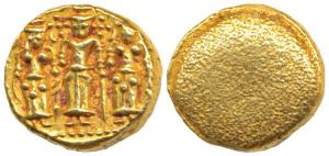 3 Swami Gold Pagoda, 3.4g,Tirupati Balaji in the centre, flanked by his wives Shri Devi an