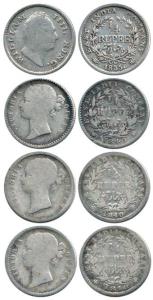 William IV and Victoria Queen, Silver ¼ Rupee, 1835, 1840 (3), divided legend. Fine+. (3)
