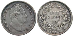 William IV, Silver Rupee, 1835, ‘F’ raised. Very Fine+, Scarce.