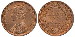 Victoria Empress, ¼ Anna, 1880. Uncirculated.