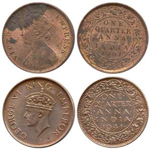 Victoria Empress, George VI, ¼ Anna, 1901 and 1941 second head. Extremely Fine, Scarce.