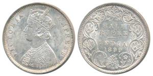 Victoria Empress, Silver ½ Rupee, 1899, A / I ’B’ incuse. Extremely Fine.