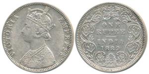 Victoria Empress, Silver Rupee, 1889, C2 / I / ’B’ raised. About Very Fine, Rare.