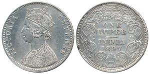 Victoria Empress, Silver Rupee, 1897, Calcutta Mint, C3 / I / ’C’ incused. Extremely Fine,