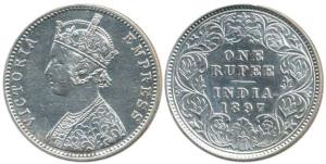 Victoria Empress, Silver Rupee, 1897, Calcutta Mint, C3 / I / ’C’ incused. Extremely Fine,