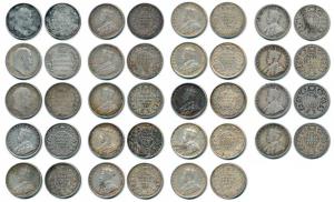 Edward VII and George V, Silver 2 Annas, 1906, 1910 (2), 1912 (2), 1914 (3), 1916 (4), 191