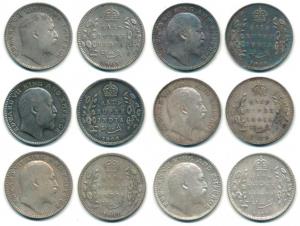 Edward VII, Silver ½ Rupee, 1904, 1905, 1906, 1907, 1908, 1909, 1910, Bombay and Calcutta 