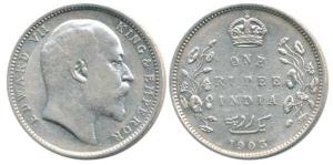 Edward VII, Silver Rupee, 1903, ’B’ raised. About Very Fine, Rare.