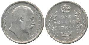 Edward VII, Silver Rupee, 1903, Calcutta Mint, no mint mark, Persian Error with 3 dots. Ve