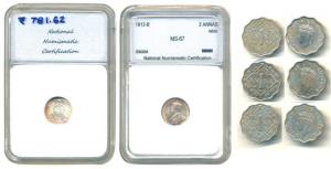 George V and George VI, Silver 2 Annas and Copper Nickel Anna, Bombay Mint, 1912, NNC slab