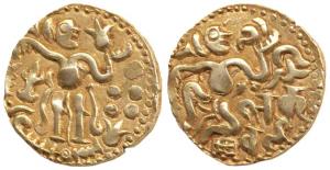 Sri Lanka, Gold Kahavanu, 3.4g, Anonymous, sri / lamka / vibhu (fortunate Lord of Sri Lank