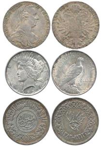 Assorted lot, United States of America, Peace Dollar, 1923; Austria, Maria Theresa Silver 