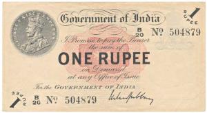 George V, Rupee 1, 1st issue, 1917, signed M. M. S. Gubbay, (J&R 1.1A). About Extremely Fi