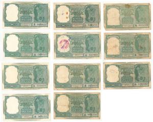 Rupees 5, signed H. V. R Iyengar and P. C. Bhattacharya and 6 other varieties and signatur
