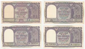 Rupees 10, 1953 and 1958, signed B. Rama Rau and H. V. R Iyengar, (J&R4.3.1, 4.3.2, &4.3.3