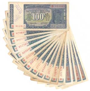Rupees 100, set of 16 notes with different dates signatures and varieties (J&R7.5.1 to 7.7