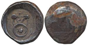 Punch Marked, Kuntala Janapada (c. 600-400 BC), Silver Double Karshapana, 6.68g, archaic p